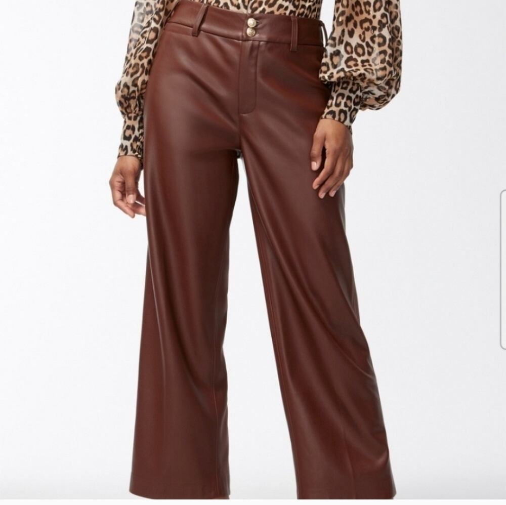 Chico's Cropped Leather Wide Leg Brown  Women's Pants